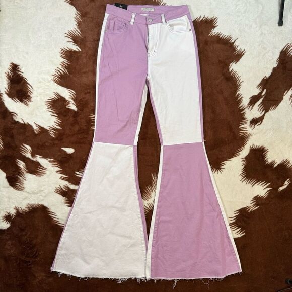 NWT American Bazi Colorblock Flare Jeans - Picture 1 of 5